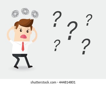 confuse businessman with question mark and copy space