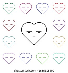 Confuse emoji multi color style icon. Simple thin line, outline vector of heart emotions icons for ui and ux, website or mobile application