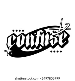 Confuse Typography Y2K Clothing Logo Patch Apparel Fashion Vector Design K44, Commercial Use