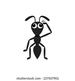 Confused ant cartoon scratching his head vector illustration