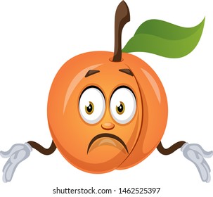 Confused apricot, illustration, vector on white background.