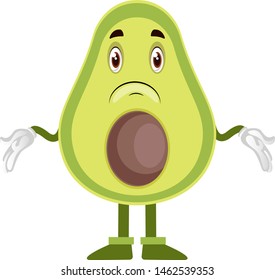 Confused avocado, illustration, vector on white background.