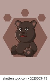 Confused Bear Cartoonhand Drawing Vector Illustration 