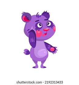 Confused bear . Character design. Can be used for branding, graphic design, product for children, stickers for social network. Isolated vector  illustration on white background.