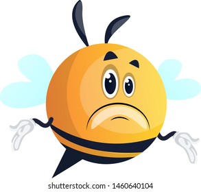 Abeja confusa, ilustración, vector sobre fondo blanco.