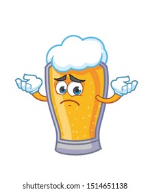 confused beer cartoon mascot character vector