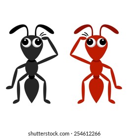 Confused Black And Red Ant Cartoon Characters Isolated