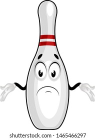 Confused bowling pin, illustration, vector on white background.