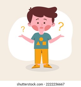 Niño confuso. Concepto de expresión del niño