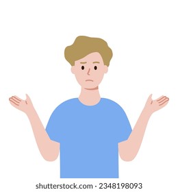 Confused Boy. Problem, Challenge concepts. Vector design illustration isolated on white background.