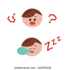 confused boy, sleeping boy in vector