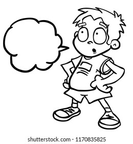 confused boy standing cartoon illustration isolated on white