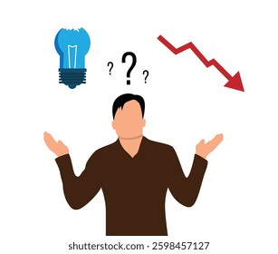 Confused Business Man Falling Economy. Bad financial situation person vector art