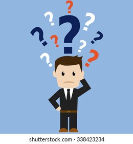 Confused business man vector illustration.