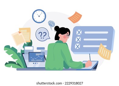 Confused Business woman finding the right solution