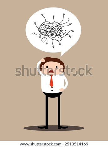 Confused Businessman Cannot Find a Solution. Overthinking and inability to make decisions