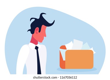 confused businessman document folder privacy database access protection concept cartoon character horizontal portrait flat vector illustration