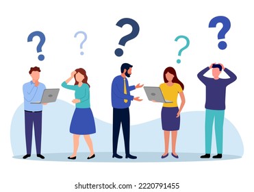 Confused businesspeople asking questions concept vector illustration. Working problem.