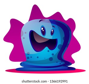 Dibujo confuso de ilusión vectorial monstruosa azul en fondo blanco