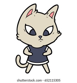 gato de caricatura confuso vestido
