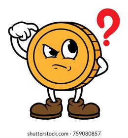 Confused Cartoon Coin Character