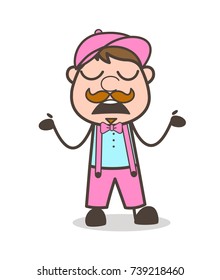 Confused Cartoon Executive Gesture and Expression Vector