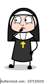 Confused - Cartoon Nun Lady Vector Illustration﻿