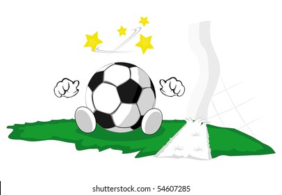 confused cartoon soccer ball