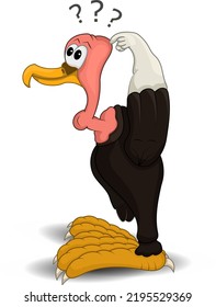 confused cartoon vulture, with question mark above head