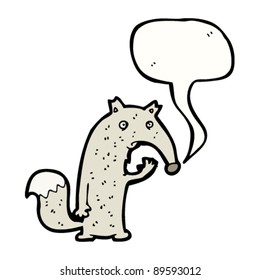 verwirrter Cartoon Wolf stellt Frage