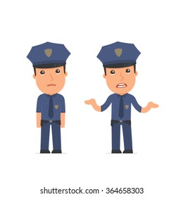 Confused  Character Officer embarrassment and does not know what to do. for use in presentations, etc.