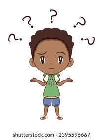 Confused, child, shrugging shoulders, unsure, question, gesture