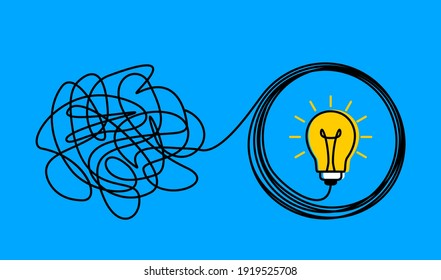 the confused concept of chaos in thoughts, the idea of enlightenment and order in the head. the concept of psychology and a personal trainer. vector illustration in linear style doodle