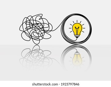the confused concept of chaos in thoughts, the idea of enlightenment and order in the head. the concept of psychology and a personal trainer. vector illustration in linear style doodle