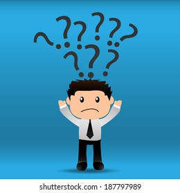 confused concept.Businessman with question mark.