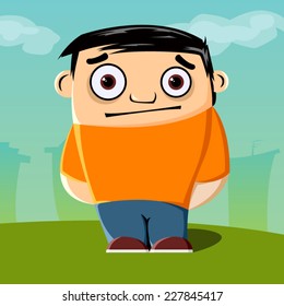 confused cute boy vector illustration