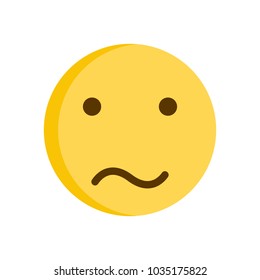 Confused and disoriented emoticon. Vector emoji smiley icon illustration