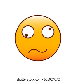 Confused and disoriented emoticon. Vector illustration