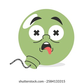 Confused and dizzy cartoon mascot with crossed eyes