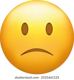 Emoji confundido. Emoticono sin brillo con los labios fruncidos