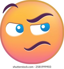 Confused emoji with skeptical expression and raised eyebrow.