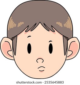 Confused emoticon of a boy with brown hair