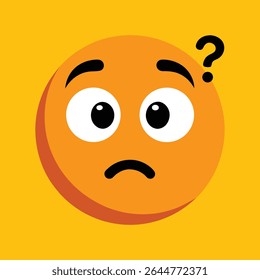 Emoticon Confuso com Sobrancelha em Alto Relevo
