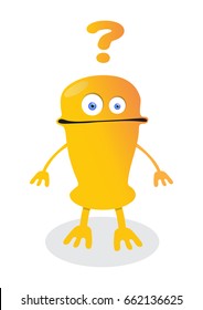 confused emoticon robot with question marks cartoon joy monster character