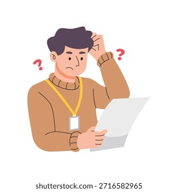 Ilustração confusa do documento de leitura do funcionário