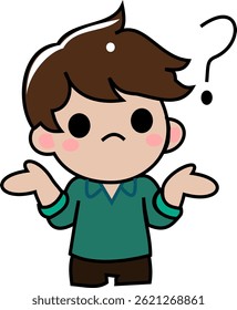 confused expression with question mark above his head
