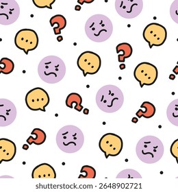 Confused Expressions Emoticon Wonder Pattern Art can be use for background. template, and apparel design