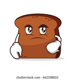 Confused face bread cartoon character vector illustration