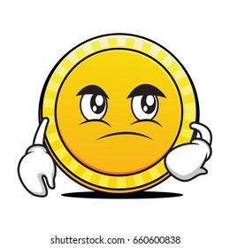 Confused face coin cartoon character