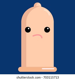 Confused face condom emoji vector illustration. Flat style design. Colorful graphics